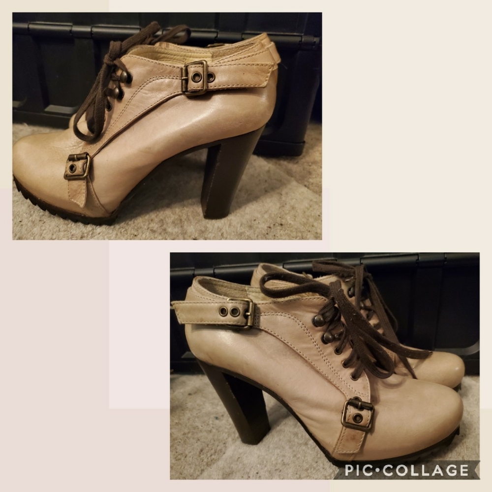 Michael Jolie Tan Buckle Detail High Heel Booties